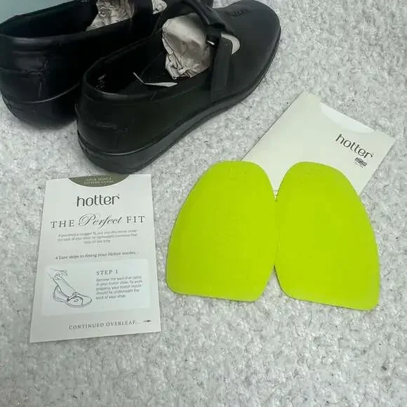 Hotter Sunset Black Leather Comfort Slip-On Shoes Sz US 9.5 UK 7.5 England Made - Picture 11 of 11